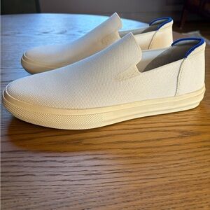 Rothy's Cream and Blue Men's The Original Slip-On Loafers
